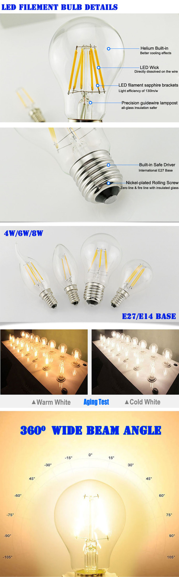 ST64 8W Vintage Dimmable Golden Glass Amber Glass LED filament Lamp E26 / E27 Warm White